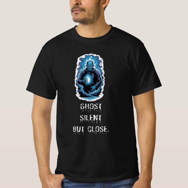 Camiseta Ghost Silent But Close – Dark Blue Spirit (Anverso)
