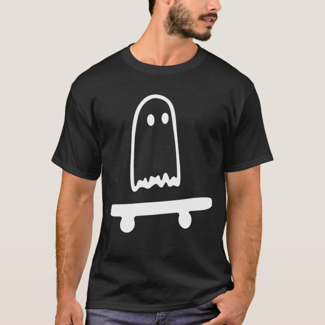 Camiseta Ghost Skateboard Lazy Halloween Costume Funny (Anverso)