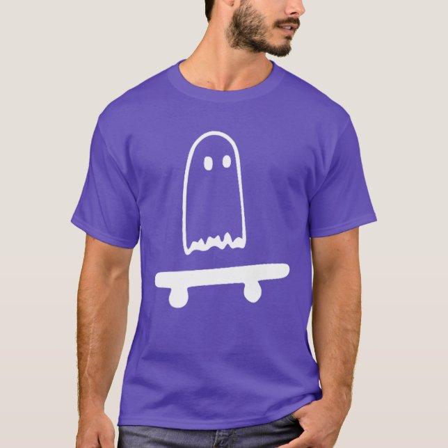 Camiseta Ghost Skateboard Lazy Halloween Costume Funny Skat (Anverso)