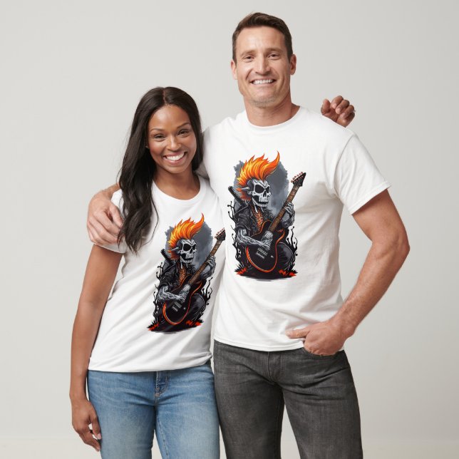 Camiseta Ghost Skull Tocando Guitarra (Unisexo)