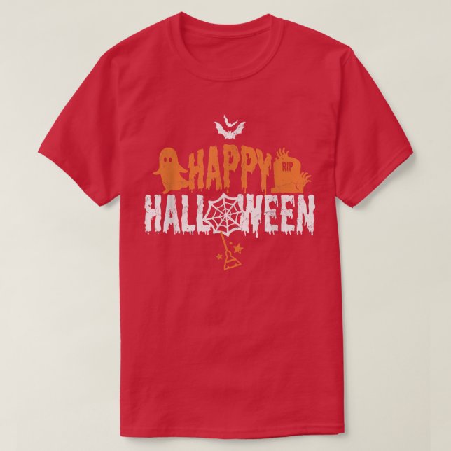 Camiseta Ghost Tombstone Wroom Bats Spyweb Happy (Diseño del anverso)