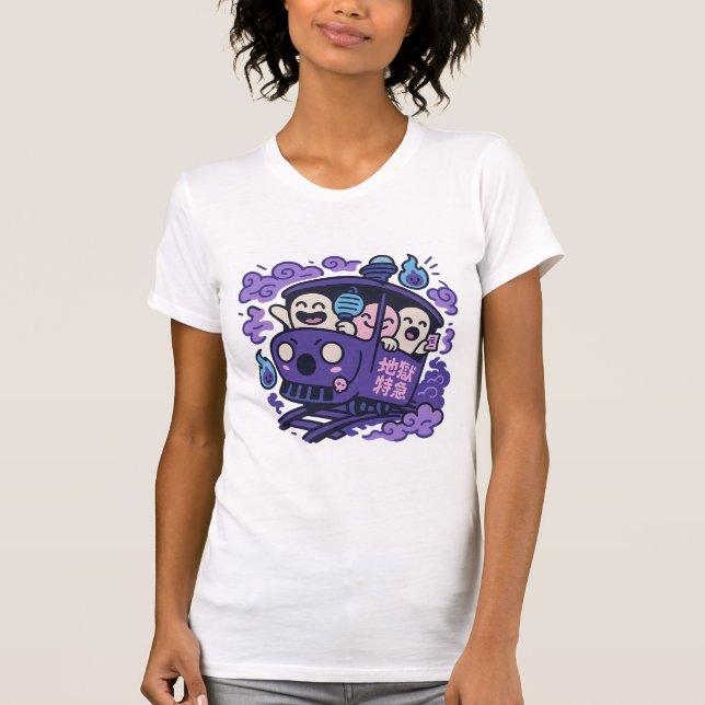 Camiseta Ghost Train Party – Kawaii Spirits on Board (Anverso)