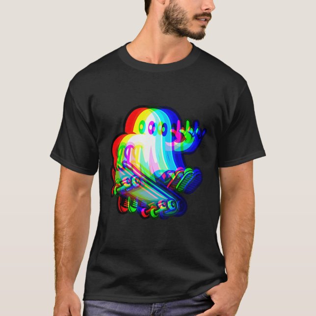 Camiseta Ghost Trippy Vaporwave Halloween Techno Rave Edm M (Anverso)