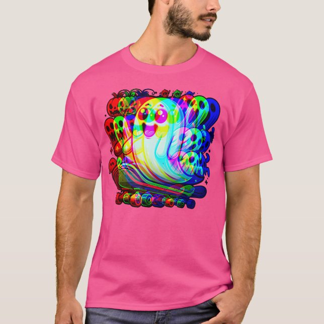 Camiseta Ghost Trippy Vaporwave Halloween Techno Rave Edm M (Anverso)