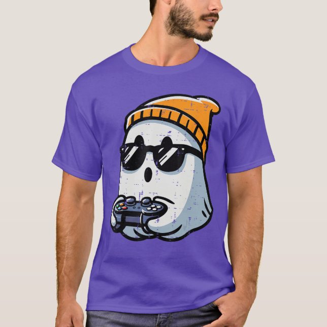 Camiseta Ghost Video Gamer Gaming Halloween Men Boys een Yo (Anverso)