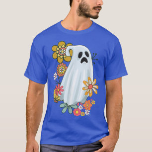 Camiseta Ghost Vintage Retro Floral Groovy Cute Halloween G
