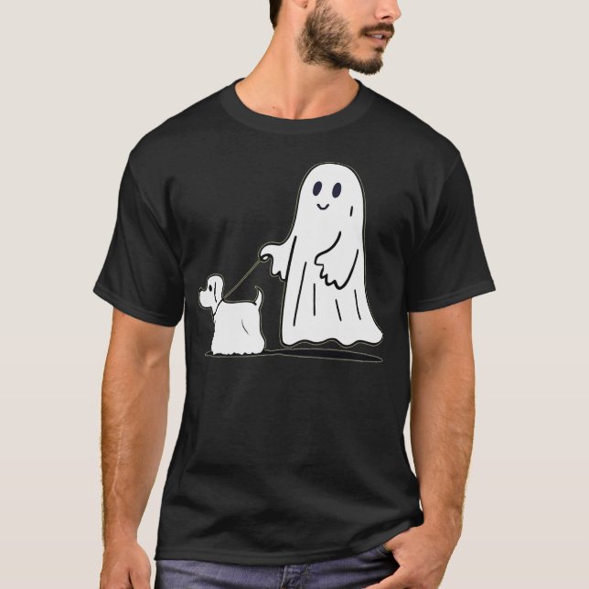 Camiseta Ghost Walking Dog Halloween (Anverso)