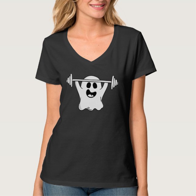 Camiseta Ghost Weightlifting Halloween Fitness Gym Workout (Anverso)