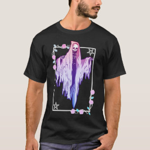Camiseta Ghost Y Rosas Wiccan Kawaii Pastel Gótico Occult E
