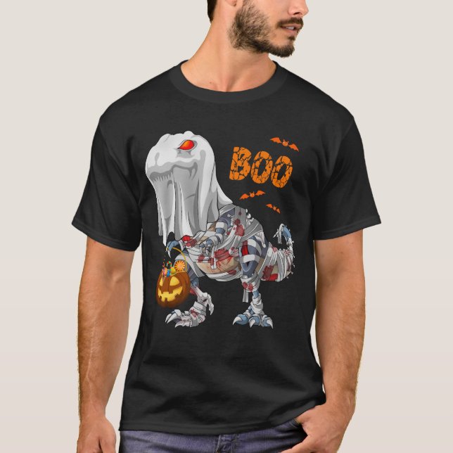 Camiseta Ghost Zombie Mummy Dinosaur Boo Halloween (Anverso)