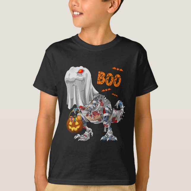Camiseta Ghost Zombie Mummy Dinosaur Funny Boo Halloween Pu (Anverso)