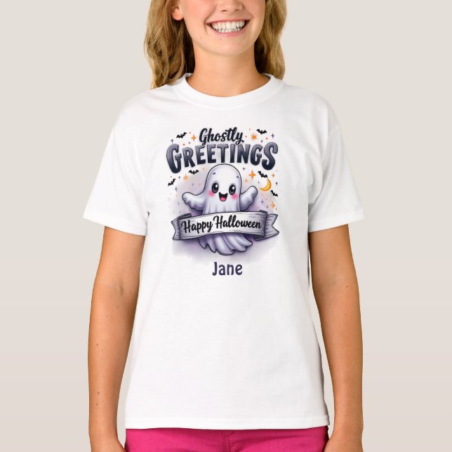 Camiseta Ghostal Saludos Felices Halloween Ghost (Anverso)