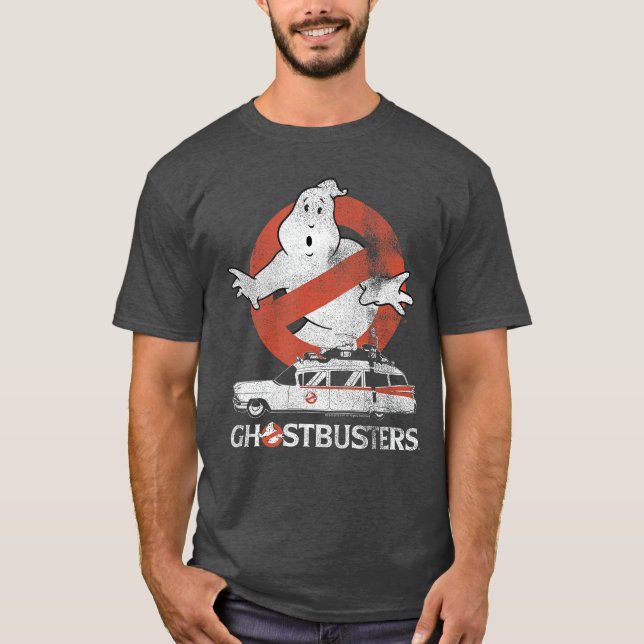 Camiseta Ghostbusters No Ghost with Ectomobile Retro Movie  (Anverso)