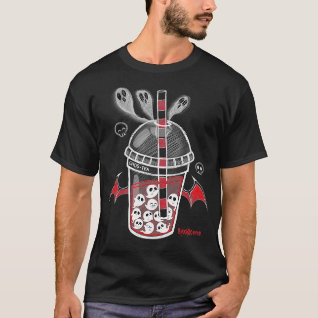 Camiseta GhosTea Spooky Boba Emo Gótico Alt Rojo  (Anverso)