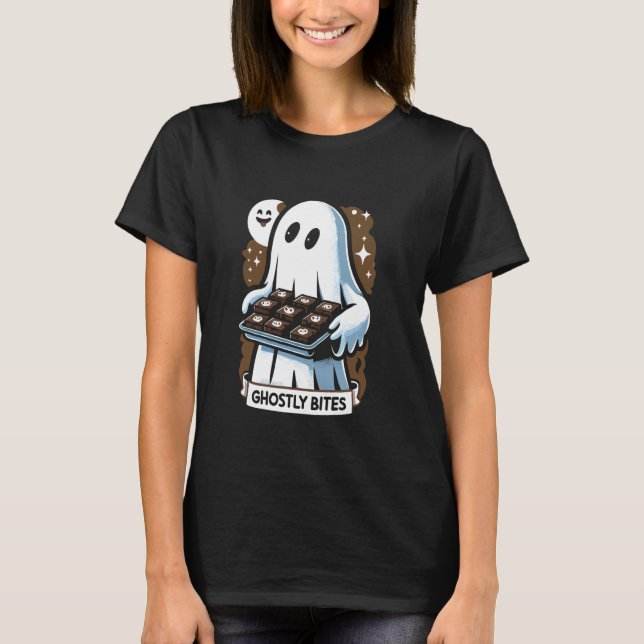 Camiseta Ghostly Bites Ghost Brownie Halloween Pan de pan (Anverso)