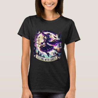 Camiseta "Ghostly Flight" Halloween Witch Tee