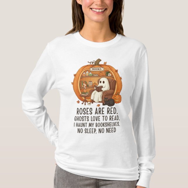Camiseta Ghosts Love To Read - Funny Halloween Book Lover (Anverso)
