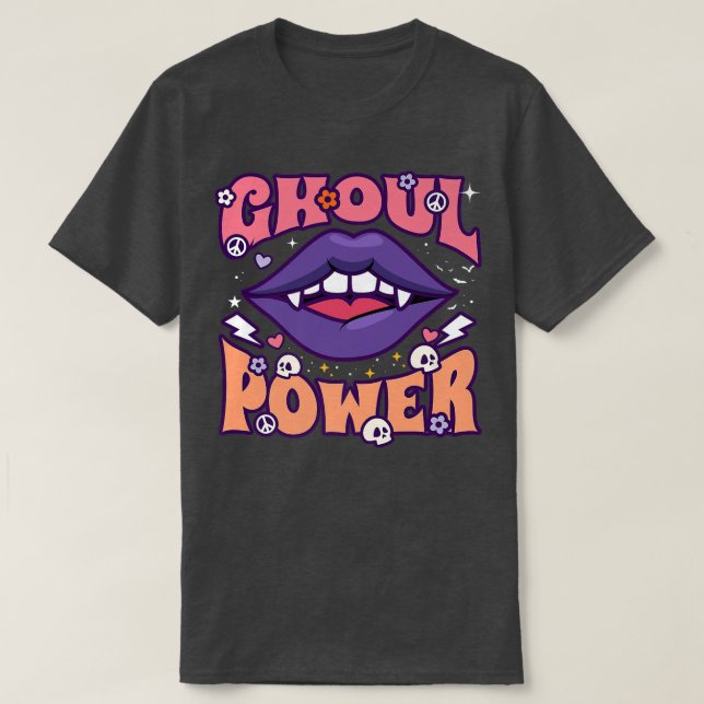Camiseta Ghoul Power Funny Halloween Vibes Retro Groovy Vam (Diseño del anverso)