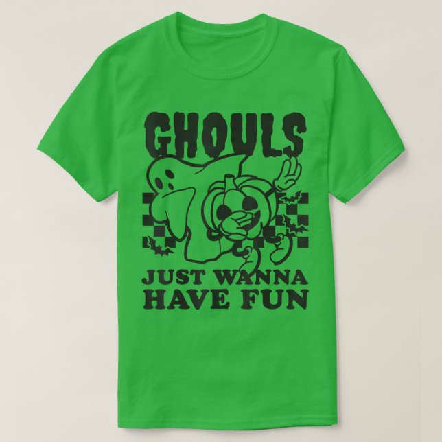 Camiseta Ghouls Just Wanna Have Fun Dabbing Retro Halloween (Diseño del anverso)