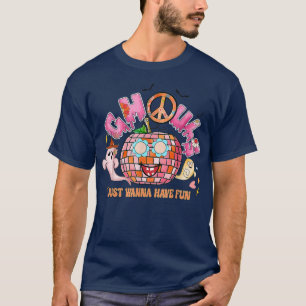 Camiseta Ghouls Just Wanna Have Fun Groovy Peace Pumpkin Ha