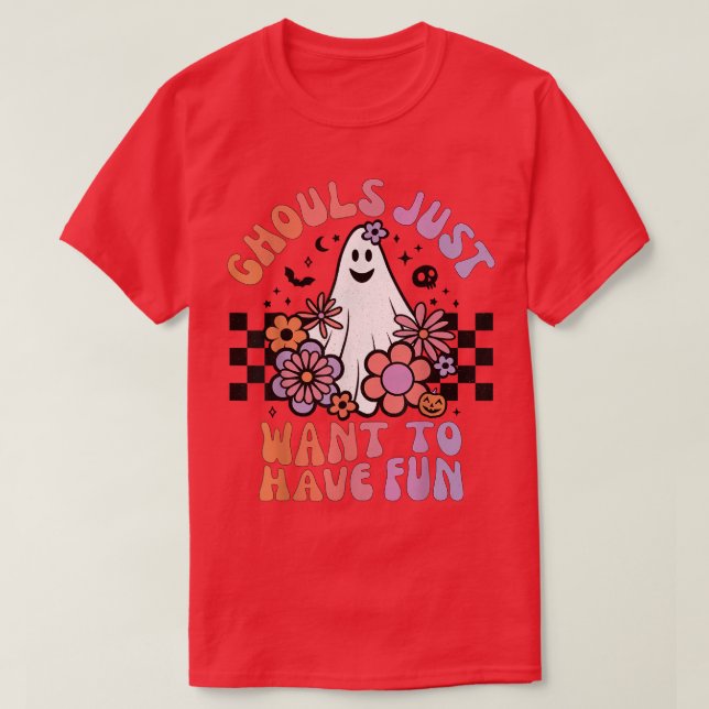 Camiseta Ghouls Just Want to Have Fun Women Girls Floral Gh (Diseño del anverso)