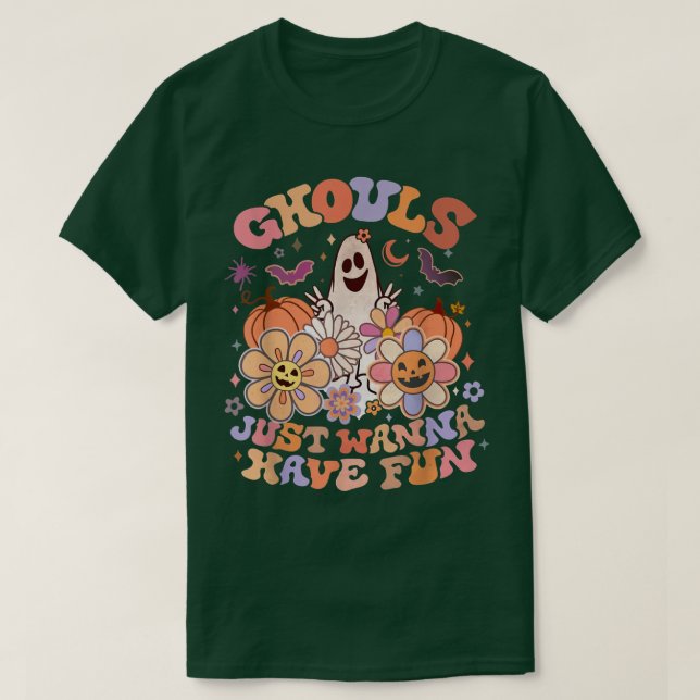 Camiseta Ghouls Retro Sólo Quiere Divertirse Con Groovy Gho (Diseño del anverso)