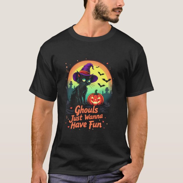 Camiseta Ghouls solo quiere divertirse con el gato femenino (Anverso)