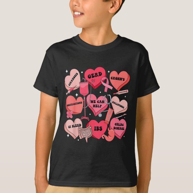 Camiseta Gi Nurse Valentine Hearts Candy Gastroenterology E (Anverso)