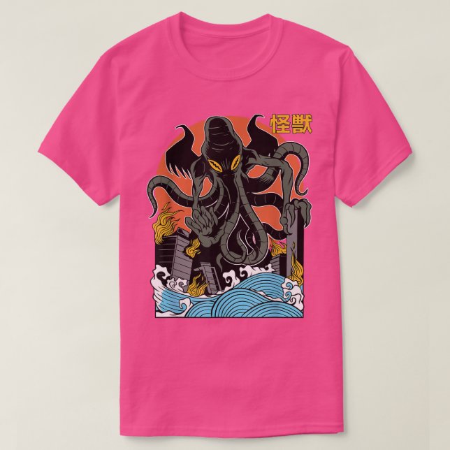 Camiseta Giant Cthulhu Sunset Japanese  (Diseño del anverso)