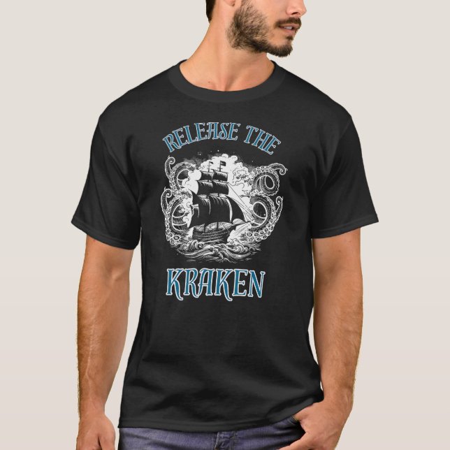 Camiseta Giant Octopus, Release The Kraken Pirate Ship (Anverso)