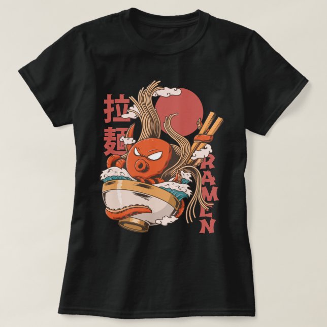 Camiseta Giant Octopus Tentacle Ramen Bowl (Diseño del anverso)