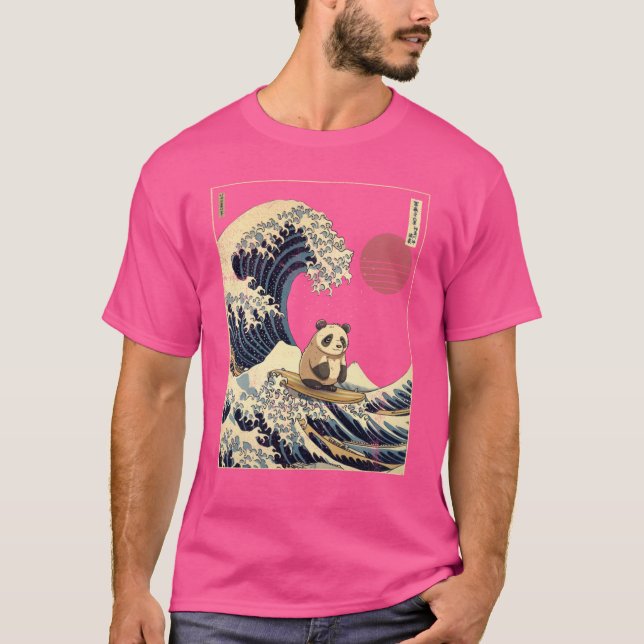 Camiseta Giant Panda Kanagawa Japanese Surfing Wave funny (Anverso)