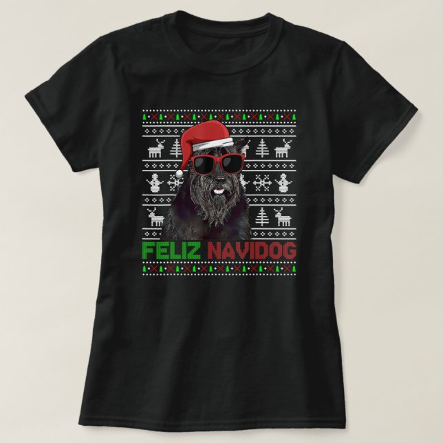 Camiseta Giant Schnauzer Dog Feliz Navidog Christmas (Diseño del anverso)