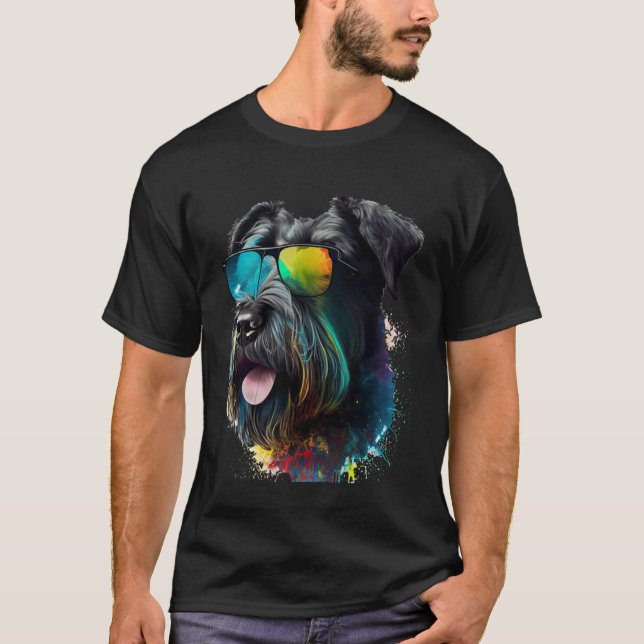 Camiseta Giant schnauzer walking dog fans party sunglasses (Anverso)