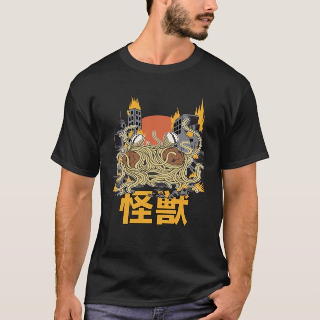 Camiseta Giant Spaghetti Monster Sunset Japanese (Anverso)