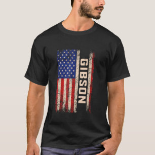 Camiseta Gibson Apellido Shirt Gibson Nombre Bandera Americ