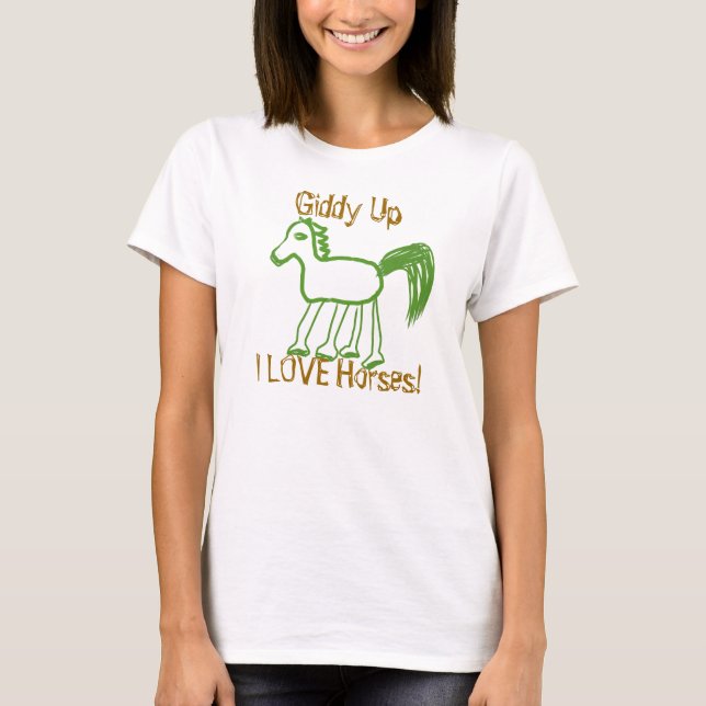 Camiseta Giddy Up Whimsical I Love Horses (Anverso)