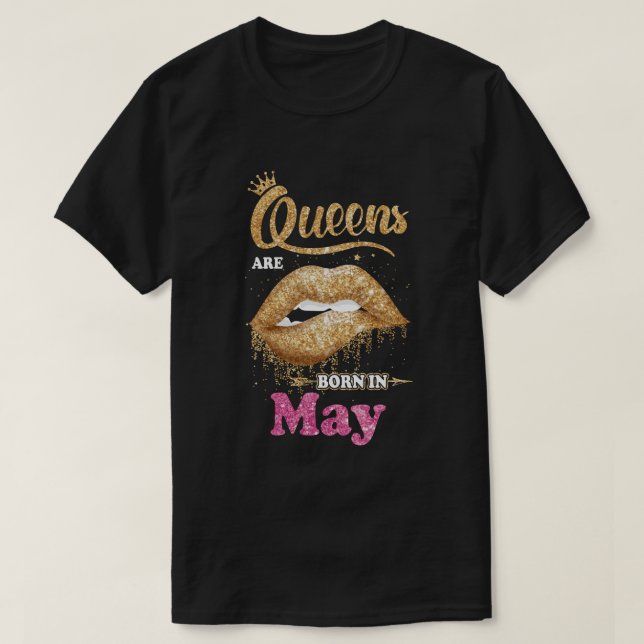 Camiseta Gif De Cumpleaños De Mayo Nacieron Reinas Negras C (Diseño del anverso)