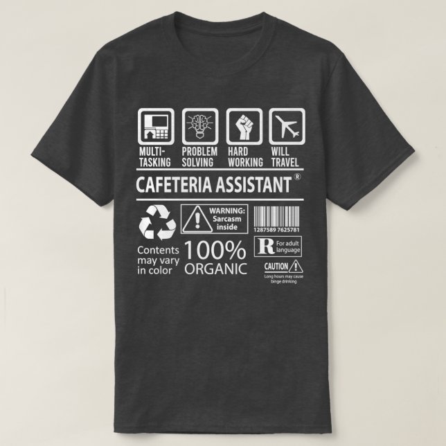 Camiseta Gif de trabajo certificado multitarea de Cafeteria (Diseño del anverso)