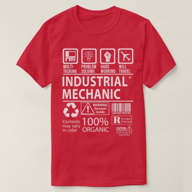 Camiseta Gif de trabajo con certificación multitarea mecáni (Diseño del anverso)