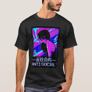 Camiseta Gif de vaporwave estético de texto japonés antisoc