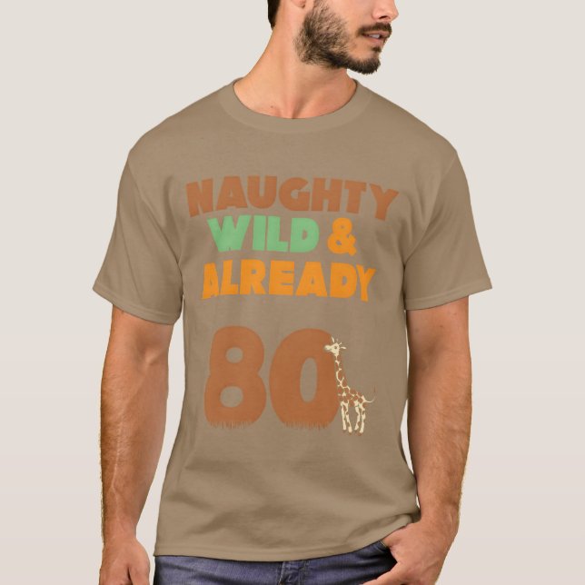 Camiseta Gift 80 years birthday women Giraffe vintage (Anverso)