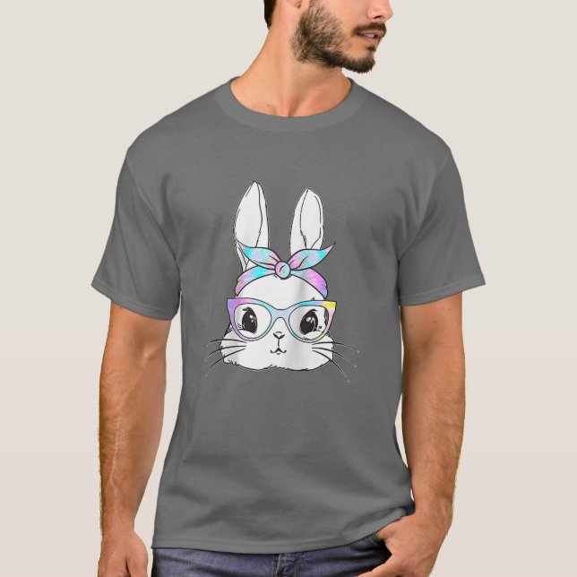 Camiseta Gift Cute Rabbit Bunny Face Leopard Glasses Headba (Anverso)