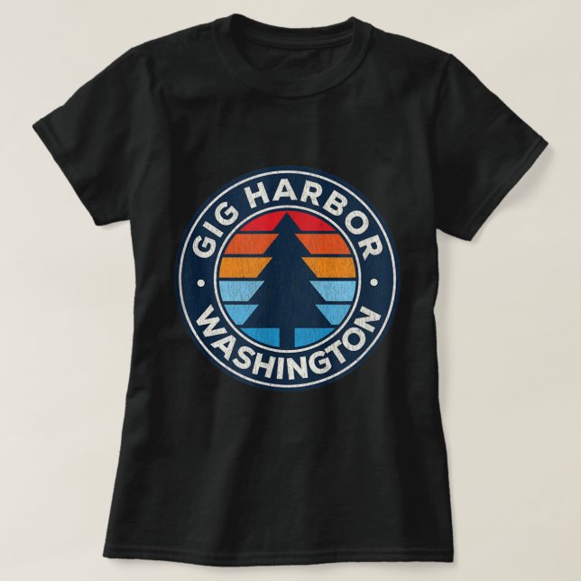 Camiseta Gig Harbor Washington WA Viejo Gráfico Retro 70 (Diseño del anverso)