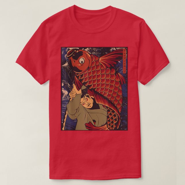 Camiseta Gigante Carp Koi Fish Japonés Samurai Warrior Fies (Diseño del anverso)