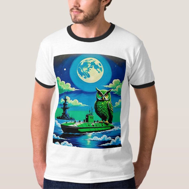 Camiseta gigante de búho verde (Anverso)