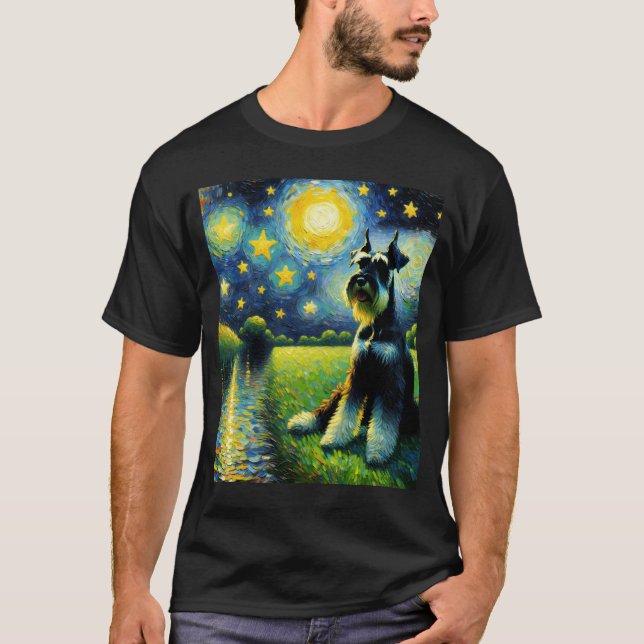 Camiseta Gigante de la noche del Starry Schnauzer Dog Van G (Anverso)