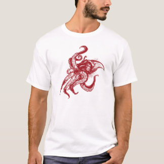 Camiseta Gigante furioso calamar en rojo