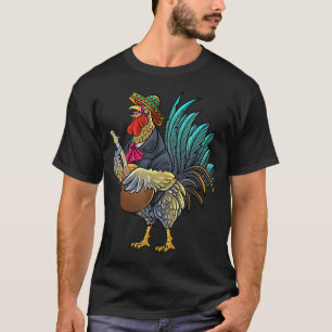 Camiseta Gigante Guitaring Gracioso Pollo Gallo Playin