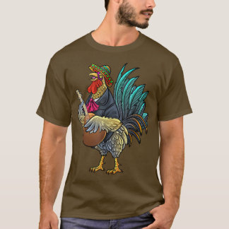 Camiseta Gigante Guitaring Gracioso Pollo Gallo Playin